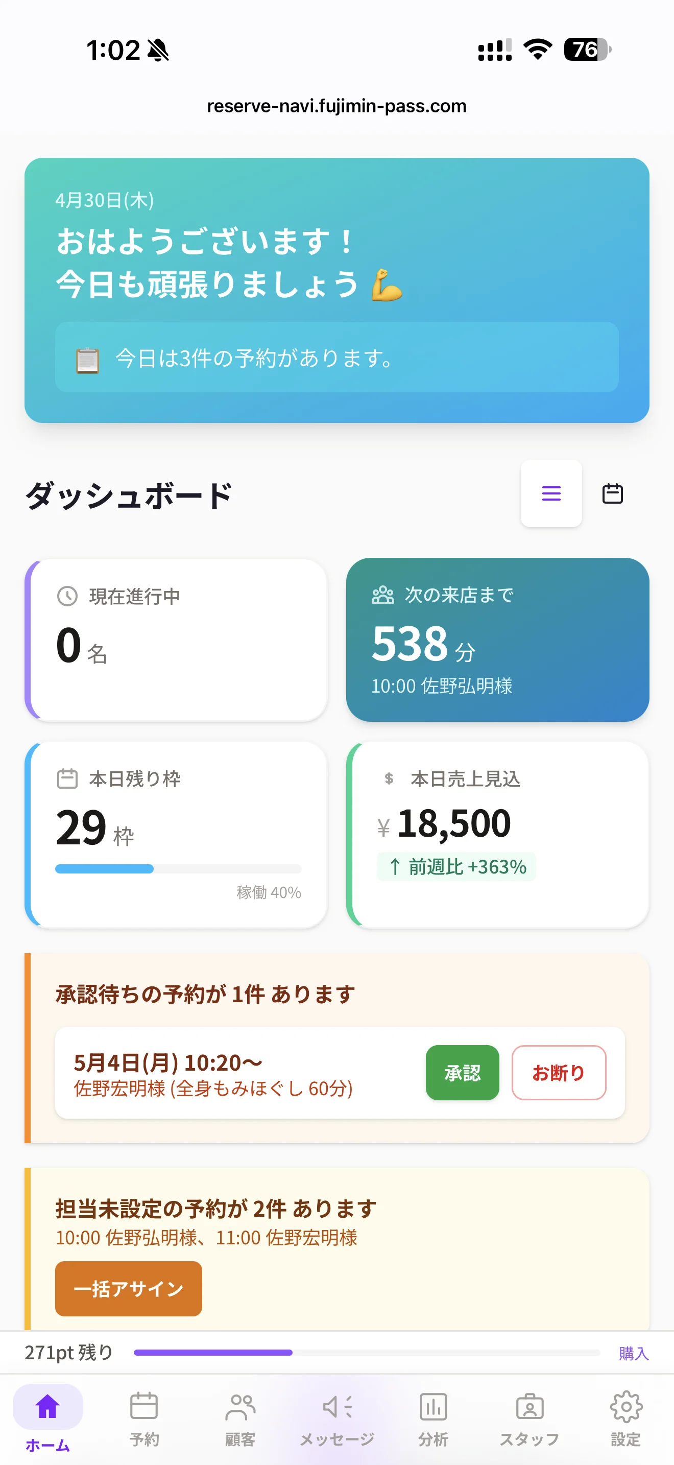 管理ダッシュボード
