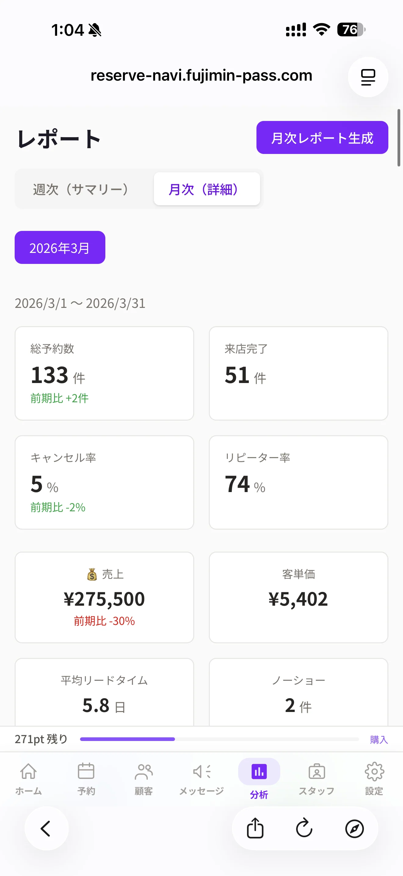 AIレポート画面